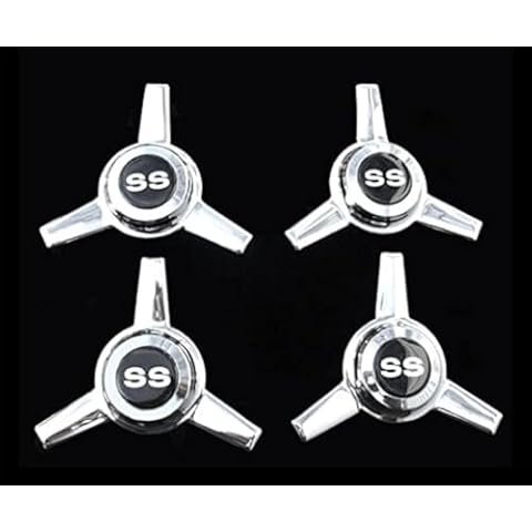 Viking Horns Spin-2 Chrome Plated Wheel Spinners Set (4 Piece) with Stick-on Emblems Cover