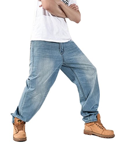 Men's Loose Hip-hop Washed Baggy Denim Jean Long Pants4