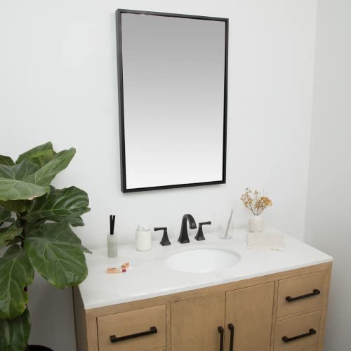 Hamilton Hills 24X36 Inch Black Framed Mirror | Large Rectangular Bathroom Mirrors For Wall | Floating Glass Panel Vanity With Border | Wall-Mounted Mirror For Decor | Hangs Horizontal Or Vertical #TOP1