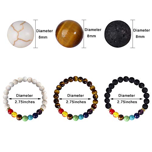 ONESING 2-12 Pcs Chakra Bracelets for Women Rock 7 Chakras Crystals and Healing Stones Bracelets 8mm Crystal Bracelets Yoga Beaded Bracelets for Women Men Essential Oil Diffuser3