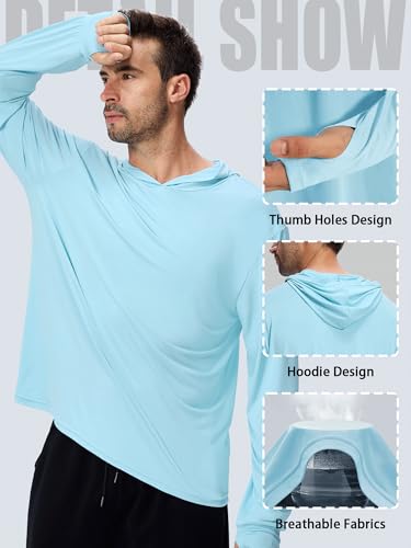 1 or 3 Pack Men's UPF 50+ Fishing Shirts Long Sleeve UV Sun Protection Hoodie Hiking Rash Guard Fishing Outdoor Running4