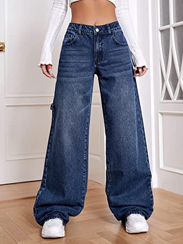 Image of Leriya Fashion Women's Wide Leg Fit High Rise Baggy | Wide Leg Jeans High Waist | Bell Bottom | Cargo Jeans