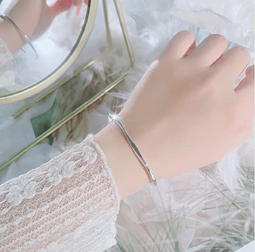 Jeolory Shiny Cute 925 Silver Plated Simple C-Shape Warp Open Cuff Adjustable Wrist Bracelet Bangle Fashion Jewelry (Silver) #TOP2
