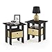 Furinno Andrey Set of 2 End / Side Table / Night Stand / Bedside Table with Bin Drawer, Espresso