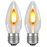 Hompavo LED Flame Light Bulbs - Realistic Flickering Fire Effect Bulb with Glass Shell, E26 Base for Halloween Christmas Home Indoor Outdoor Decor - 2 Pack