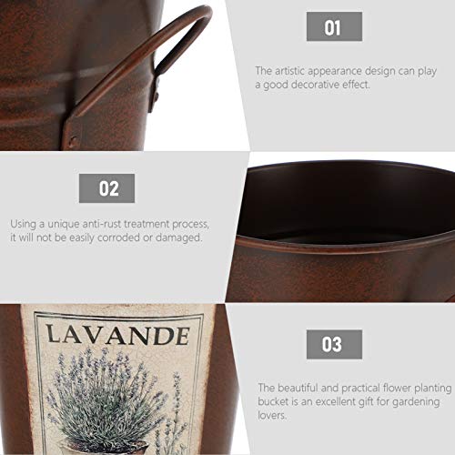 Vaguelly Vintage Bloemvaas Rustieke Melkkruik Droge Bloemvaas Met Dubbele Handvat Boerderij Blikje Bloem Emmer Voor Lente Decoratie Huis 20 Cm Hoog Bruin - Afbeelding 6