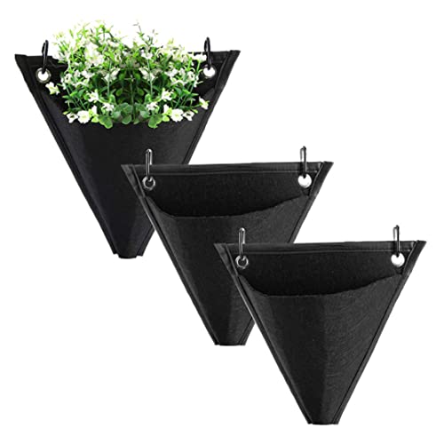 Takingup Macetero de Pared Colgante, 3 uds., macetero de jardín Vertical, Bolsas de Cultivo para Colgar en la Pared, Bolsillos Triangulares para Plantas para Hierbas de Interior y Exterior