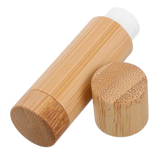 SAFIGLE 5g Tubo per Cosmetici Fai da Te Bambù Naturale Contenitore Portarossetto Ricaricabile Custodia per Lucidalabbra e Cere Adatto Donne e Uso Personale