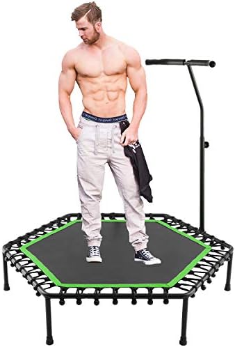 50" Silent Rebounders Mini Trampolines Exercise Indoor with Adjustable Handrail for Adults Kids Max 220 lbs