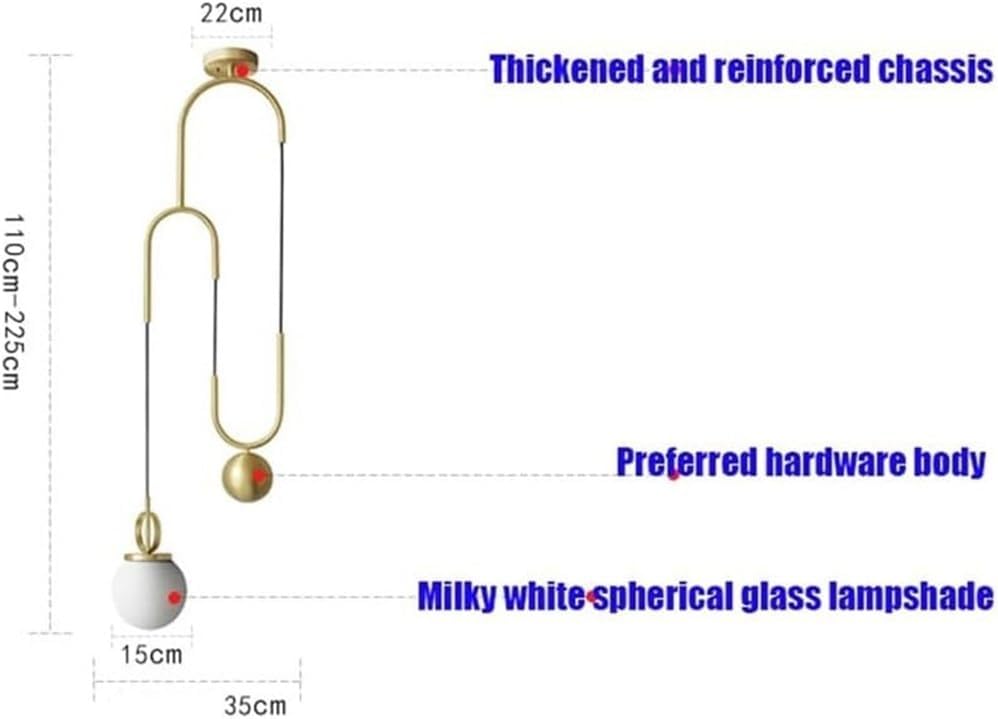 Mid-Century Modernd Linear Globe Light - Adjustable Height Minimalist Chandelier for Dining Room, Kitchen Island, Living Room - Stylish Indoor Decorative Hanging Lamp