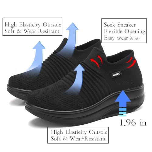 Image of Walking Shoes for Women Slip On Nurse Slip Resistant Work Sock Sneakers Food Service Platform Comfortable Weight Light