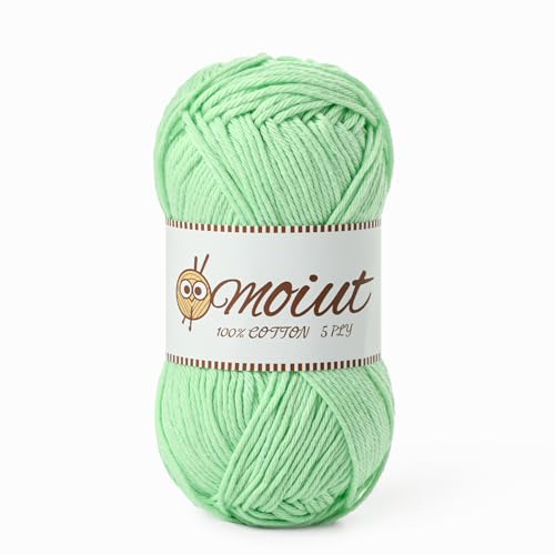 Image of Cotton Yarn for Crocheting, Baby Yarn for Crocheting Soft, 131yds / 1.76oz Fluffy Amigurumi Crochet Yarn, 5 Ply 100% Milk Cotton Yarn for Puzzle、Socks、Clothes(Fresh Green)