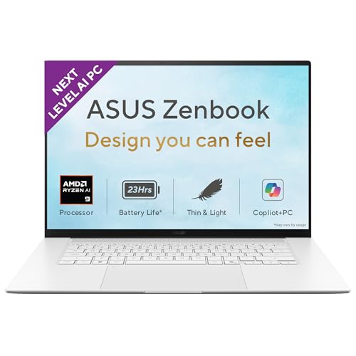 Image of ASUS Zenbook S 16 (2026),AMD Ryzen AI 9 465,AMD Radeon iGPU, 32GB RAM, 1TB SSD,OLED, 16 inch, (40 cm), Windows 11, M365 Basic(1 Year)* Office 2024, Scandinavian White,1.50 kg,UM5606GA-SR249WS,Co-pilot+ PC