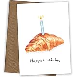 Hey Chimp Divertida tarjeta de cumpleaños: ¡croissant de feliz cumpleaños! Tarjeta de cumpleaños divertida para hombres, mujeres, amigos y familiares