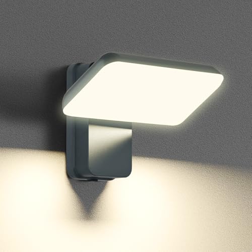 brightower Außenlampe, LED Wandleuchte Aussen, Wasserdicht IP65 aussenlampe wand, Wandleuchte Innen/Außen mit Schwenkbar LED Panel, Warmweiß 3000K...