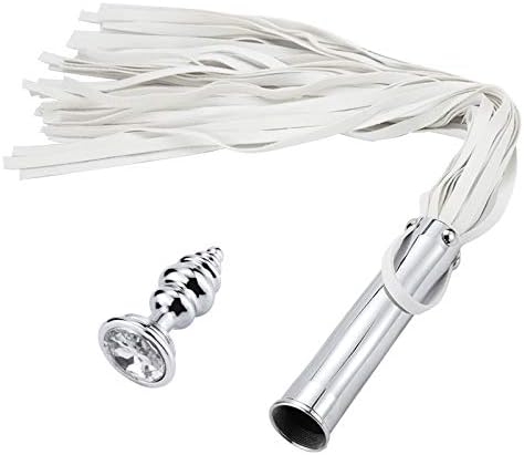 Sexy Leather Whip Metal Anal Plug Set Flirting Sex Adult Supplies Dual-Use Whip Toys