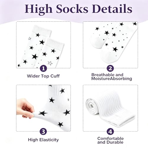 Image of YELAIVP Over Knee Rainbow Thigh High Socks Gloves Set Cosplay Accessories Arm Leg Warmers for Girls