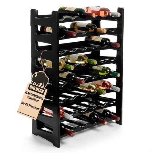 BigDean Flaschenregal stapelbar für 48 Flaschen Weinregal aus...
