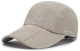 ELLEWIN Baseball Cap Quick Dry Travel Hats UPF50+ Cooling Portable Sun Hats for Sports Golf Running Fishing Outdoor Research with Foldable Long Large Bill, C-khaki, M-L-XL