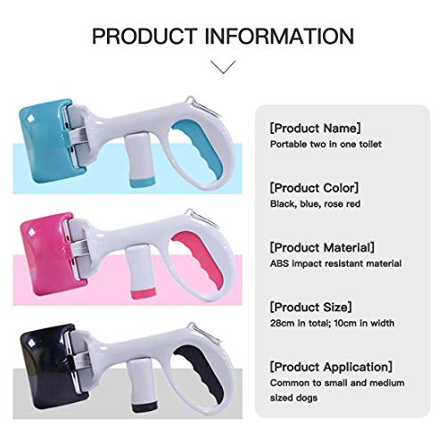 Image of Pooper Scooper with Bag Pet for Small Medium Dogs Cats Outside Three Colors Optional Two in One Design (Black)