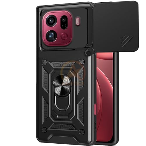 Image of Armor Bumper Back Cover Case for Oppo Find X9 Pro 5G Rotating Camera Cover, Ring Holder & Kickstand | Heavy Duty & 360 Degree Protection Oppo Find X9 Pro 5G Back Cover (Black)