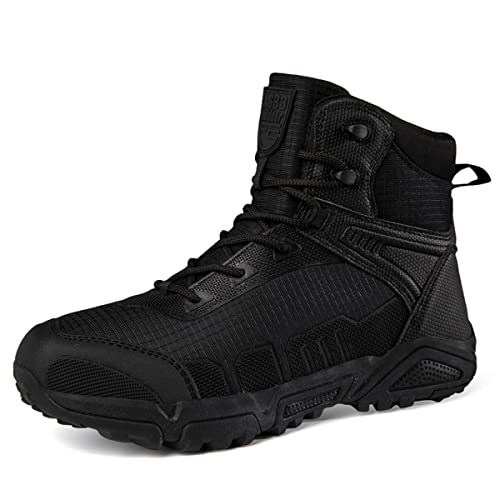 Botas de Combate Tácticas Tobillo Impermeables para Hombre Botas de Senderismo Entrenamiento Militar al Aire Libre,Negro,42