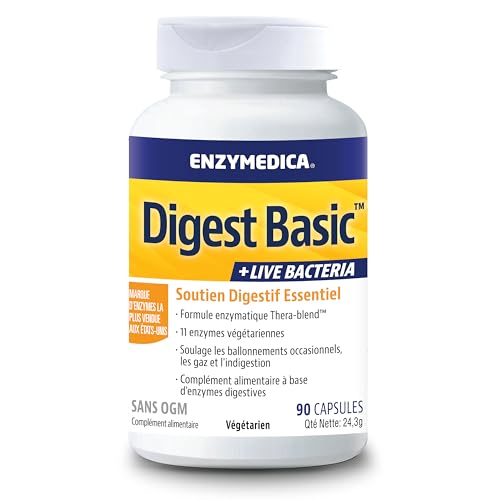 Enzymedica, Digest Basic + Live Bacteria, Formule Enzymatique, Réduit Les Gaz Et Les Ballonnements, Améliore L'Absorption Des Nutriments Et L'Énergie, Sans Gluten,...