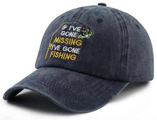 Image of If I've Gone Missing I've Gone Fishing Hat for Men Women, Funny Adjustable Embroidered Fishing Lovers Baseball Cap