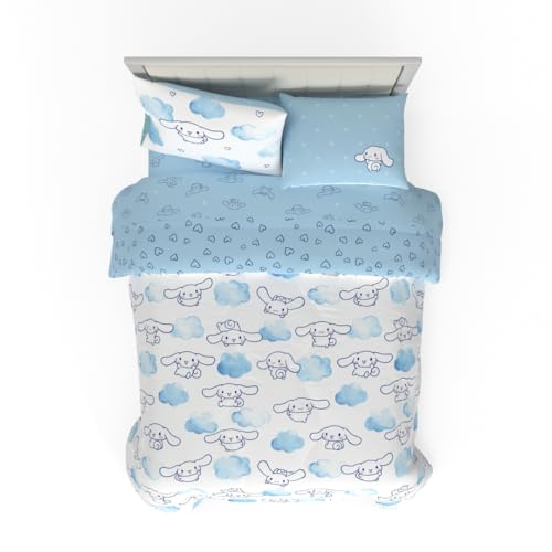 Pościel Franco Cinnamoroll, 7-częściowa, supermiękka, przytulna, dwustronna kołdra i prześcieradło z motywem fantazyjnym, rozmiar Full Size (100% oficjalny produkt licencjonowany)