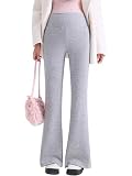 Yhong Pantalones de maternidad para mujer, de forro polar, para embarazo, largos, para yoga, tiempo libre, gris claro, M