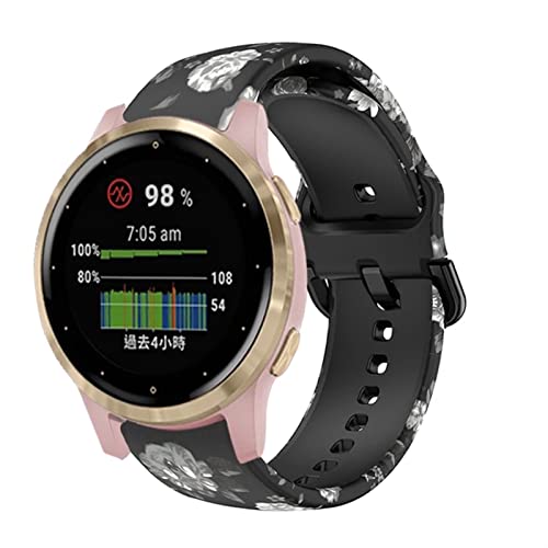 Bracelet silicone 18mm anti-irritation pour Garmin Venu 2S et Ticwatch C2 couleur agate