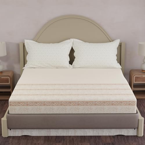 Image of Layers 100% Cotton King Size Bedsheet Set | Cream Ethnic Print | 120 TC Forever Collection | Soft & Breathable | Washable Bedsheet with 2 Pillow Covers | All Season