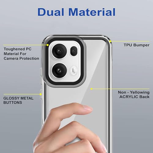 Image of Zapcase Back Case Cover for Oppo Reno 13 Pro 5G | Compatible for Oppo Reno 13 Pro Back Cover | Case Cover with Camera Protection | (TPU + PC | Translucent Black)