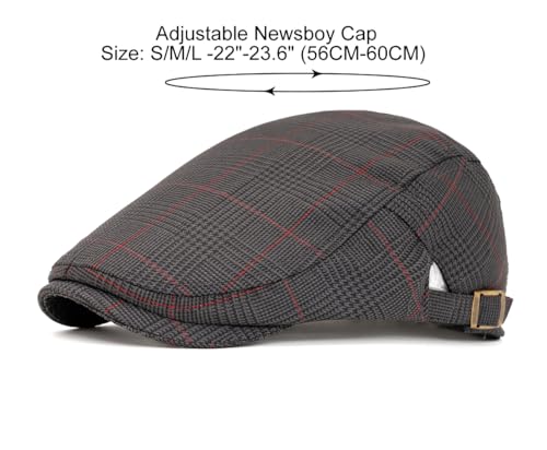 Image of Cotton Newsboy Cap,Breathable Ivy Gatsby Cabbie Beret Hat for Men's Women Driving Hunting Golf