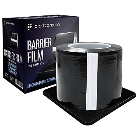 Black Barrier Film Roll 4"x6" - Protective Dental Barrier Film for Dental, Medical, Tattoo - Perforated Adhesive Barrier Tape Sheets (1 Box of 1200 Sheets) by PlastCare USA Cover