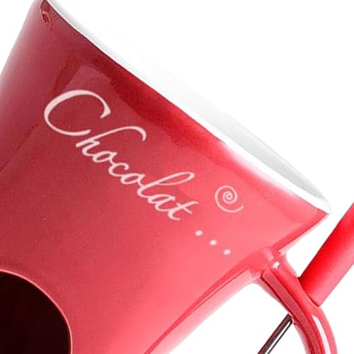 Fondue Mug Fondue Warmer Mug Butter Heater Candy Chocolate Melting Cup 130ml for Kitchen Anniversary Tapas Dessert Engagement, red