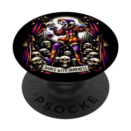 T-shirt gothique Harlequin Skulls Macabre - Dark Fantasy Joker Skull PopSockets PopGrip Interchangeable