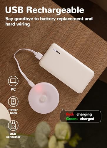 Image of Homelist 8 Pack Motion Sensor Lights Indoor, Rechargeable Wireless LED Puck Lights, Battery Operated Motion Sensor Night Light for Closet, Stairs, Kitchen, Cabinet, Toilet