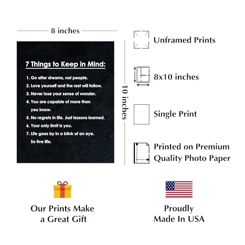 American Luxury Gifts 7 Things To Keep In Mind- Inspirational Postive Quotes Wall Art, Modern Typographic Design, Motivational Wall Print For Home Decor, Office & School Decor. Perfect Life Lessons For All! Unframed-8X10 Inch thumb #1