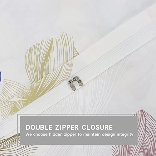 Twin Size Cotton Duvet Cover Set with Pillowcases, 4 Corner Ties, and Zipper Closure