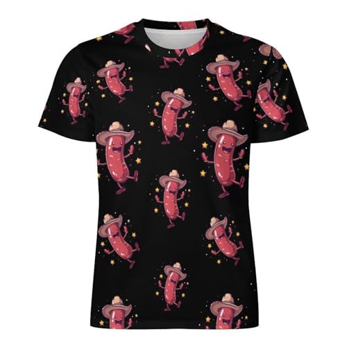 Dancing Sausage Fashion Men's T-Shirts Round Neck Graphic Short Sleeve Classic Tees Tops3