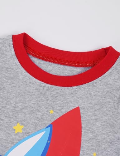 Joyond Boys' 4-Piece Snug Fit Cotton Pajama Set Size 2T-12Years, Kids Boys Long-Sleeve Clothes Top and Pants Sleepwear Sets4