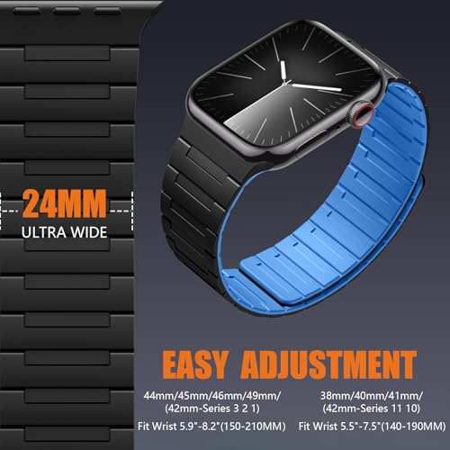 Image of SNBLK Magnetic Watchband Compatible with Apple Watch for Men 44mm 45mm 46mm 49mm 42mm 41mm 40mm 38mm Women, Silicone Sport Strong Magnet Strap for iWatch Series 11 Ultra 3 Ultra 2 Se 10 9 8 7 6 5 4 1