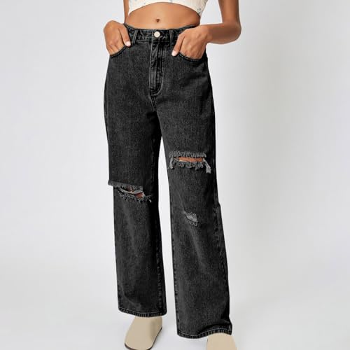 Women Wide Leg Jeans Baggy Ripped Boyfriends Jeans Loose High Waist Denim Pants Distressed Trendy Y2k Pants with Pocket2