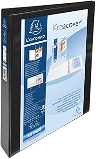 Exacompta - ref. 51942NE - 1 Customizable rigid opaque binder with 2 pockets - 4 D-rings of 30 mm - Spine 47 mm - External dimensions: 32 x 27.7 cm - Format to file A4 Maxi - Colour: black