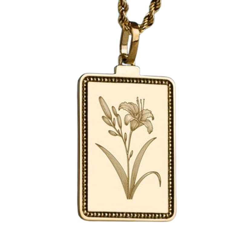 Collier pendentif rectangulaire LKBEADS en argent plaqué or, le bijou idéal à porter au quotidien
