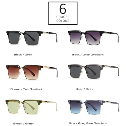 Lunettes de soleil UV400 solides à charnières métalliques bleu dégradé