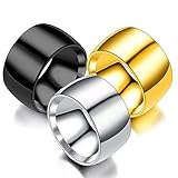 ScreaAss 12Mm Extra Dicker Edelstahl Penisring Small Glattes Metall Eichelring Cockringe Klein Vorhaut Glans Ringe Penis Eichel Intimschmuck Keuschheit Bondage Sexspielzeug F&uuml;r M&auml;nner,Schwarz,23mm