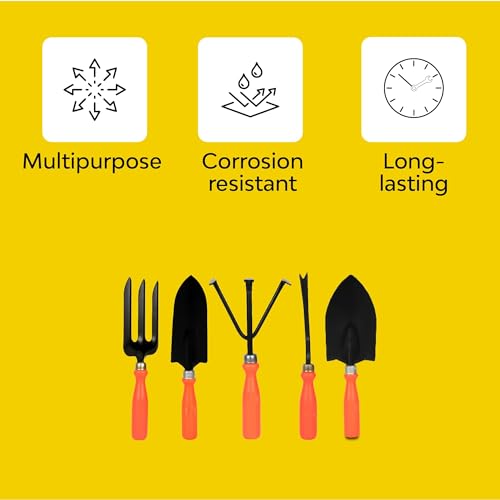 Image of Ocean Mart Gardening Tools Kit - 9 Pcs (Cultivator, Fork, Trowels, Weeder, Garden Scissor, Khurphi Set, Pruner Cutter) | Gardening Tools Set for Home | Indoor and Outdoor Gardening