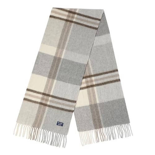 EP Mode Men's 100% Cashmere Scarf, Classic Plaid Design &